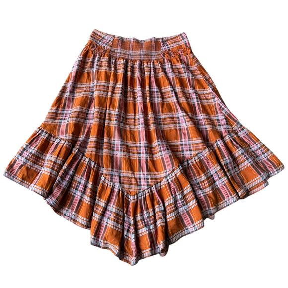 Anthropologie Plaid A-Line Midi Skirt high low high waisted size XL - Picture 3 of 16